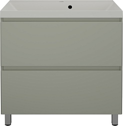 Style Line Тумба с кварцевой раковиной жасмин Манхэттен 80 Plus эмаль олива матовая – фотография-1